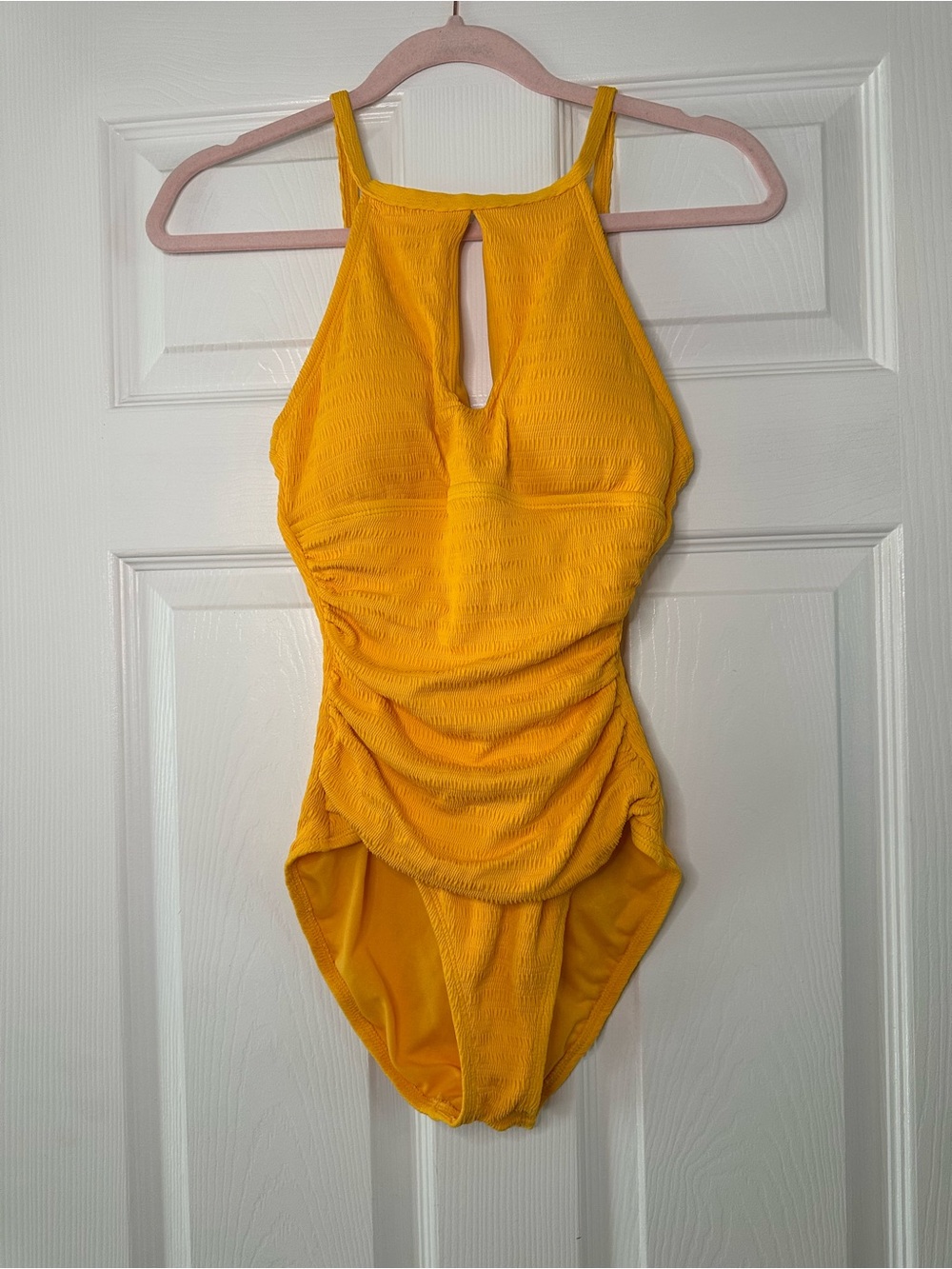 Ellen Tracy Yellow Textured One Piece Swimsuit Size 10